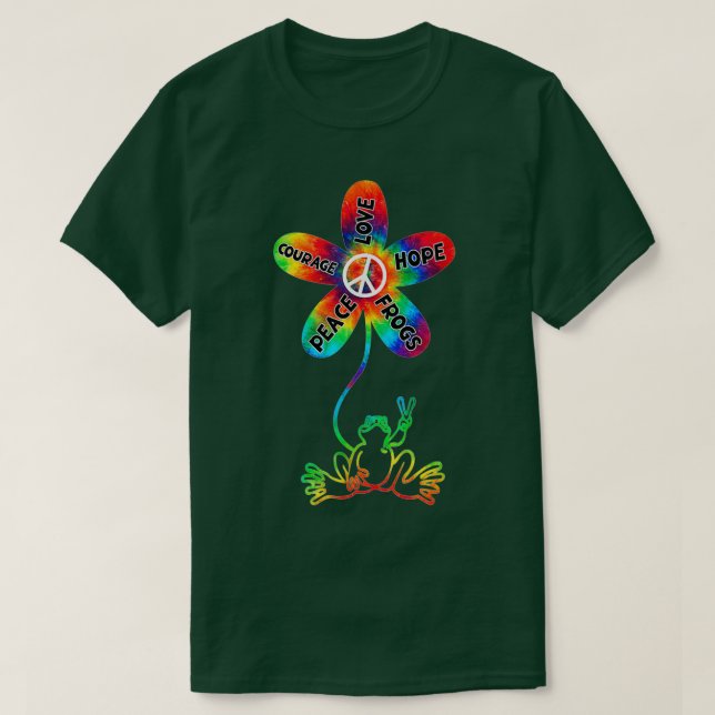 Peace Courage Liebe Hope Frogs Hippie Gift T-Shirt (Design vorne)