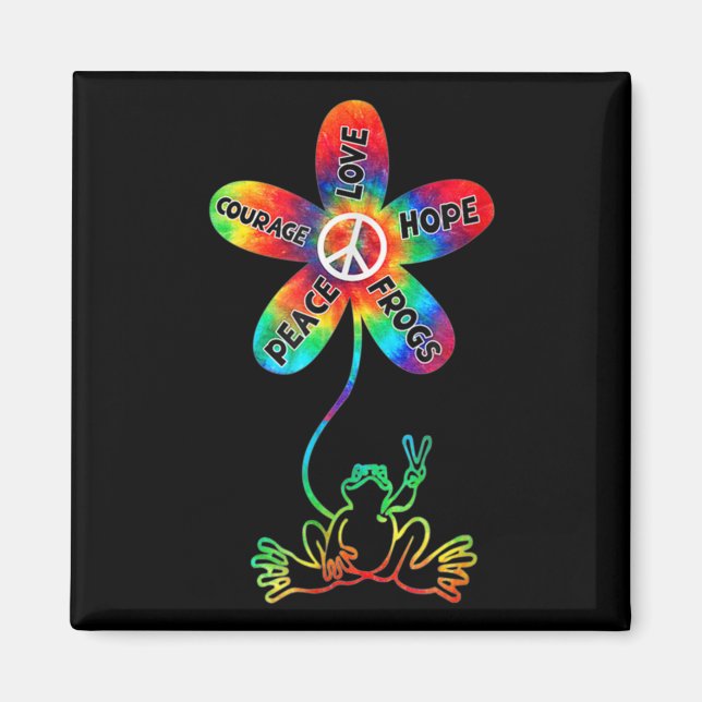 Peace Courage Liebe Hope Frogs Hippie Magnet (Vorne)