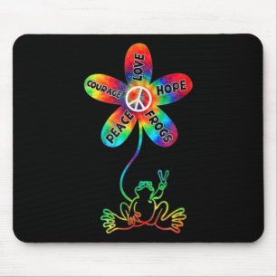 Peace Courage Liebe Hope Frogs Hippie Mousepad