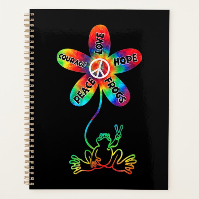 Peace Courage Liebe Hope Frogs Hippie Planer (Vorderseite)