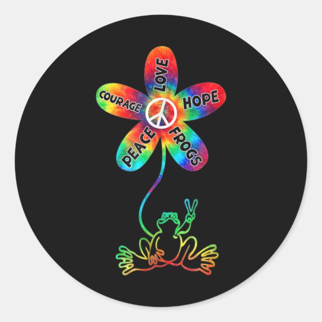 Peace Courage Liebe Hope Frogs Hippie Runder Aufkleber (Vorderseite)