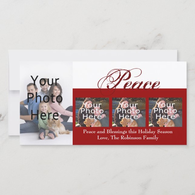 Peace Custom Christmas Foto Cards Feiertagskarte (Vorderseite)