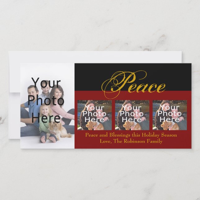 Peace Custom Christmas Foto Cards Feiertagskarte (Vorderseite)