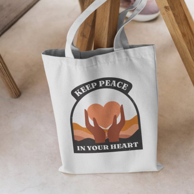 Peace Day Heart Quote Toag Tragetasche (Von Creator hochgeladen)