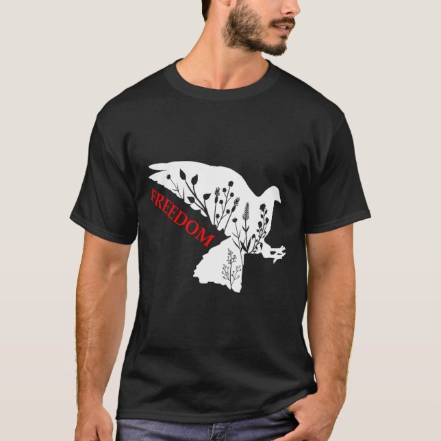 Peace Dom White Dove Says Dom Usa Red Dom Saying  T-Shirt (Vorderseite)