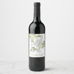 Peace Dove and Olive Branches Custom Wine Label Weinetikett