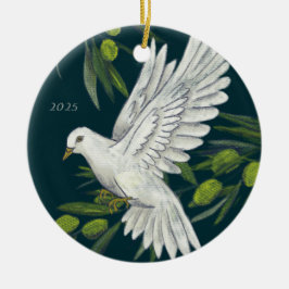 Peace Dove and Olive Branches Weihnachtsfeiertag Keramik Ornament