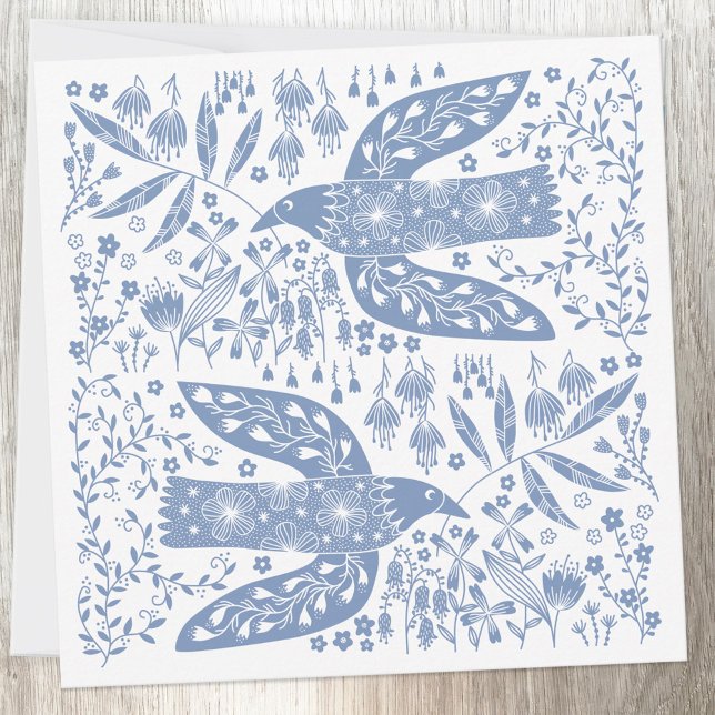 Peace Dove Blue Bird Dankeskarte (Blue and white peace dove bird cards)