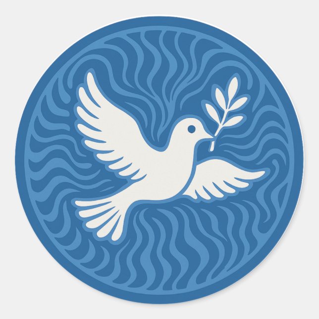 Peace Dove Blue Wave Emblem Vinyl Sticker (Vorderseite)