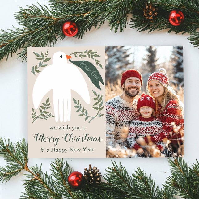 Peace Dove Christmas CUSTOM FOTO Feiertagskarte (Peace Dove Christmas Holiday CUSTOM PHOTO
)