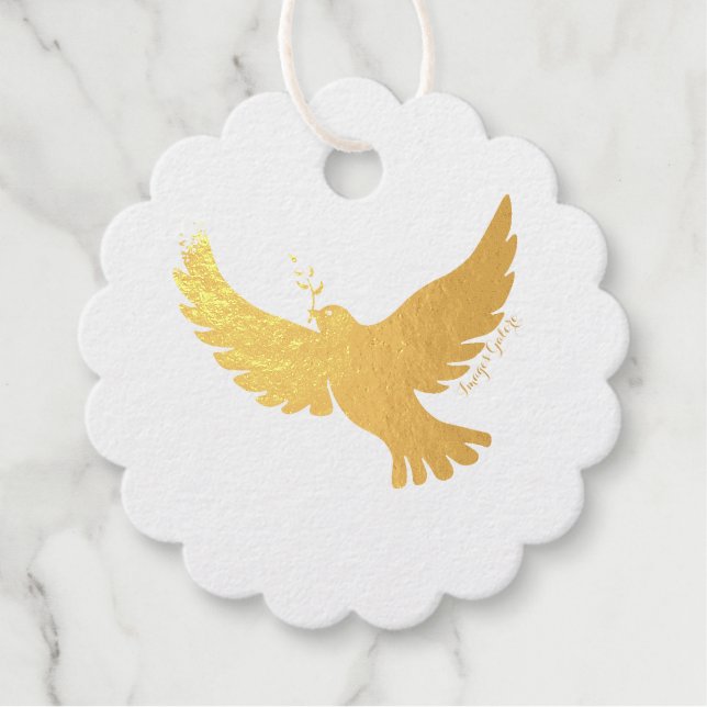 Peace Dove Foil Favor Tags (Vorderseite)