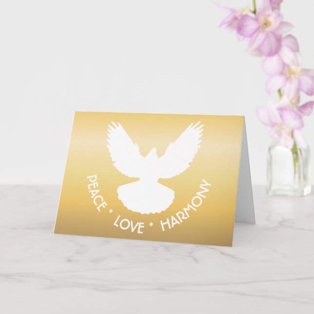 Peace Dove in Flight White on Gold Einfach elegant Karte (Orchidee)