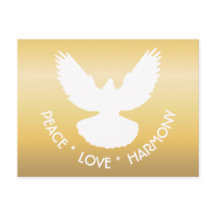 Peace Dove in Flight White on Gold Einfach elegant