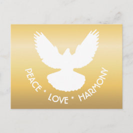 Peace Dove in Flight White on Gold Einfach elegant Postkarte