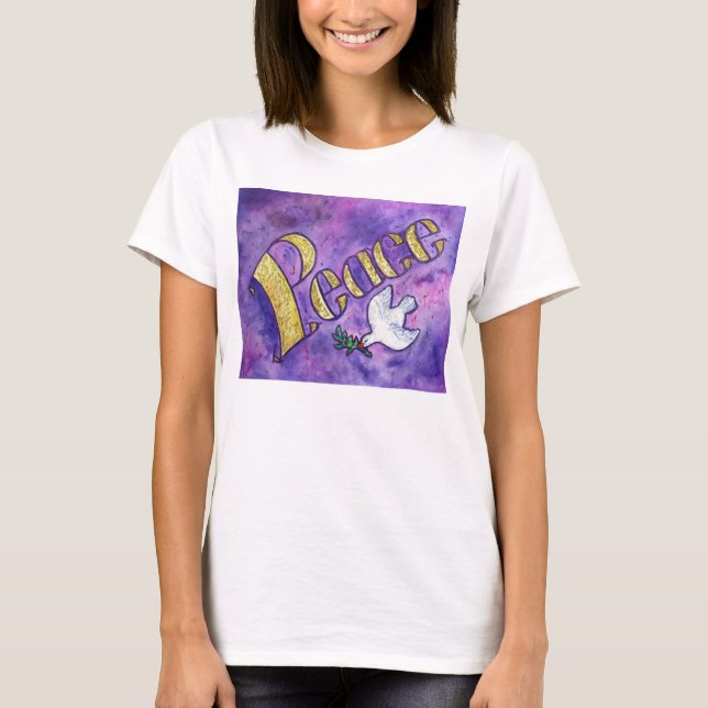 Peace Dove Inspiration Word Art T - Shirt (Vorderseite)