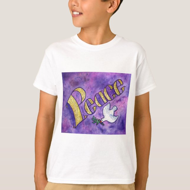 Peace Dove Inspiration Word Art T - Shirt (Vorderseite)