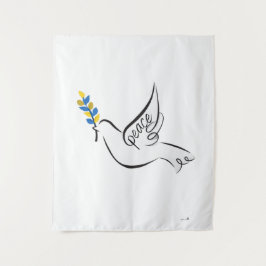 Peace Dove mit Olive Branch in Ukraine Flaggenfarb Wandteppich