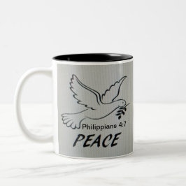 Peace Dove Mug with Scripture Zweifarbige Tasse