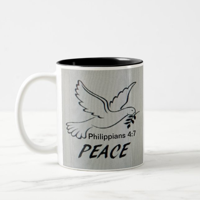 Peace Dove Mug with Scripture Zweifarbige Tasse (Links)