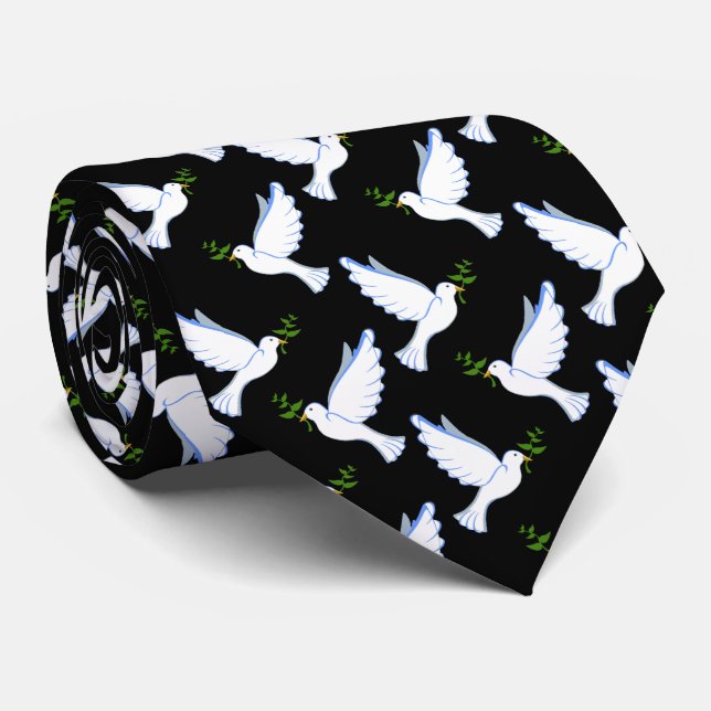 Peace Dove Neck Tie Krawatte (Gerollt)