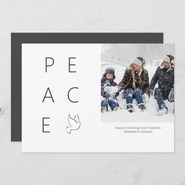 Peace Dove Personalisiert Simple Foto Weihnachten Einladung (Vorne/Hinten)