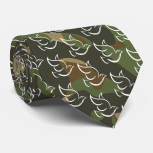 PEACE DOVE Symbol Signage War Green Camouflage Krawatte