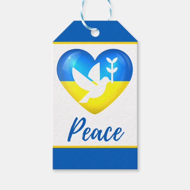 Peace Dove Ukraine Flag Herz Geschenkanhänger (Vorderseite)