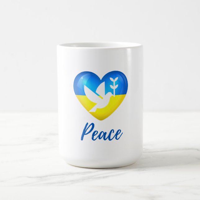 Peace Dove Ukraine Flag Herz Kaffeetasse (Mittel)