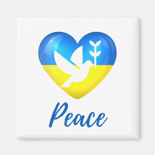 Peace Dove Ukraine Flag Herz Magnet