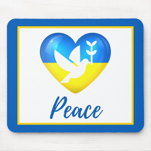 Peace Dove Ukraine Flag Herz Mousepad (Vorne)