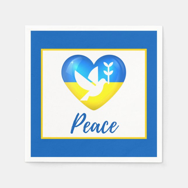 Peace Dove Ukraine Flag Herz Serviette (Vorderseite)