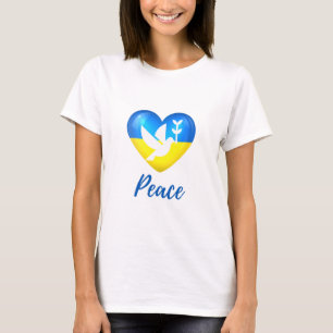 Peace Dove Ukraine Flag Herz T-Shirt