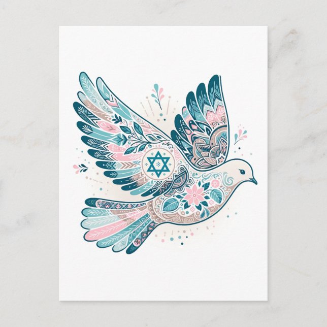 Peace Dove und Star von David Boho Postkarte (Vorderseite)