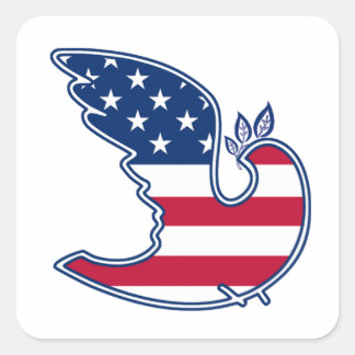 Peace Dove US Patriotic Design Quadratischer Aufkleber