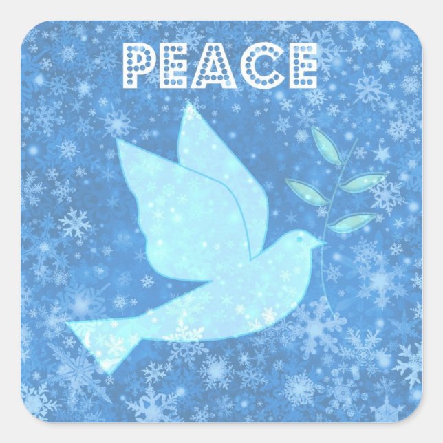 Peace Dove Weihnachtskleber Quadratischer Aufkleber (Vorderseite)