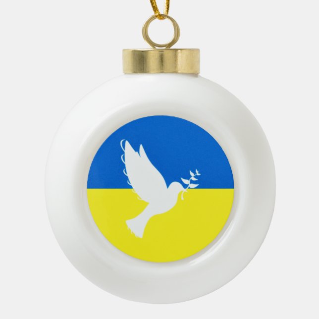 Peace Dove Weihnachtsschmuck Ukraine Flaggenfreihe Keramik Kugel-Ornament (Vorderseite)