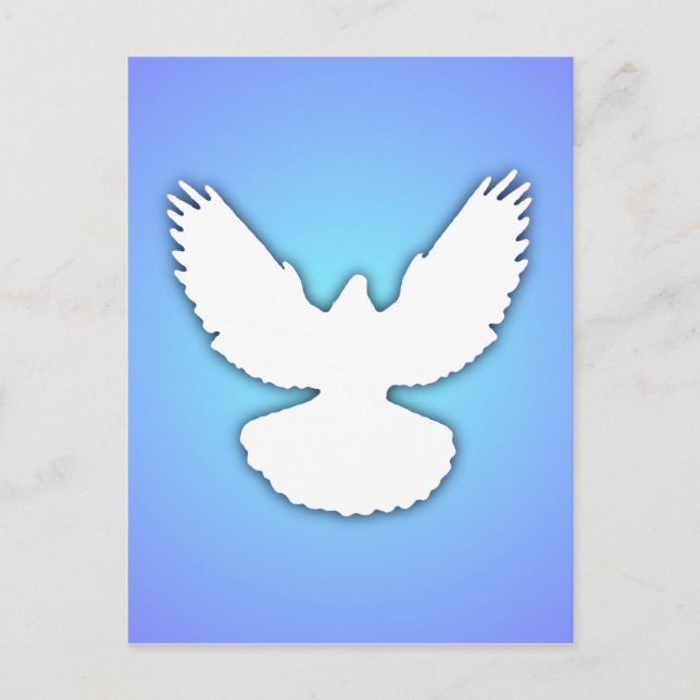 Peace Dove White w Shadow Blue Sky einfach elegant Postkarte (Vorderseite)