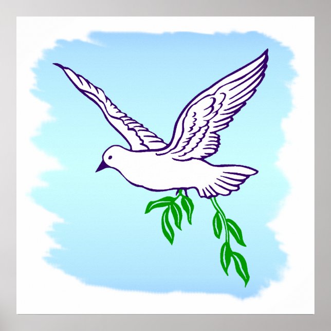 Peace Dove with Olive Branch Art Poster (Vorne)