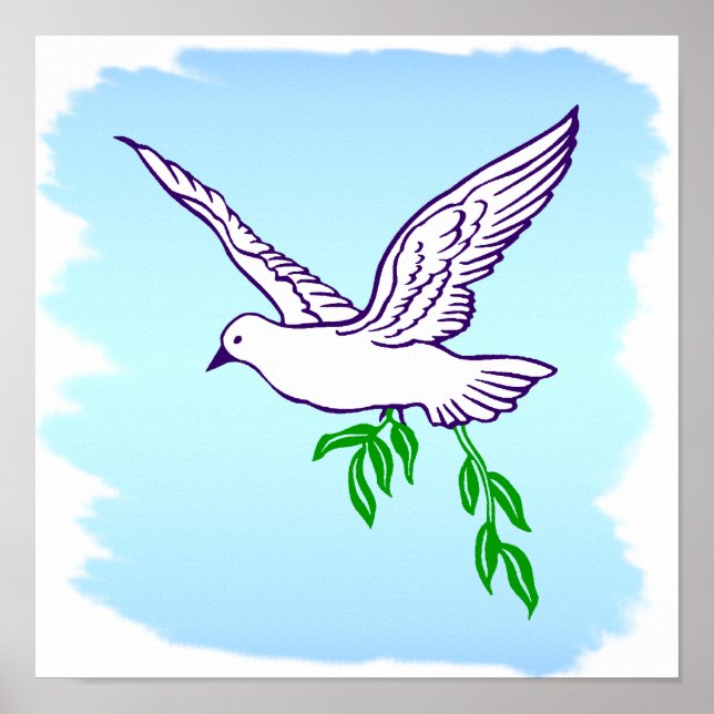 Peace Dove with Olive Branch Art Print Poster (Vorne)