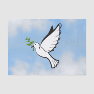 Peace Dove with Olive Branch in Cloudy Blue Sky Seidenpapier