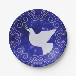 Peace Dove with Olive Leaf Weihnachten Pappteller