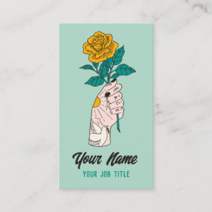 Peace Dove Yellow Rose Tattoo Hand Business Card Visitenkarte