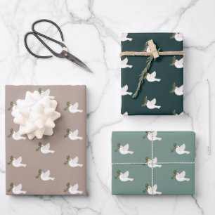 Peace Doves Flying Birds Weihnachtsfeiertage CUSTO Geschenkpapier Set