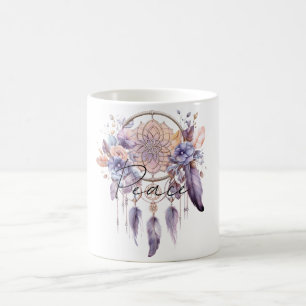 Peace Dream Catcher Lila Feathers Kaffeetasse