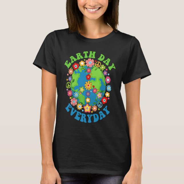 Peace Earth Day Everyday 60s 70s Hippie Retro Envi T-Shirt (Vorderseite)