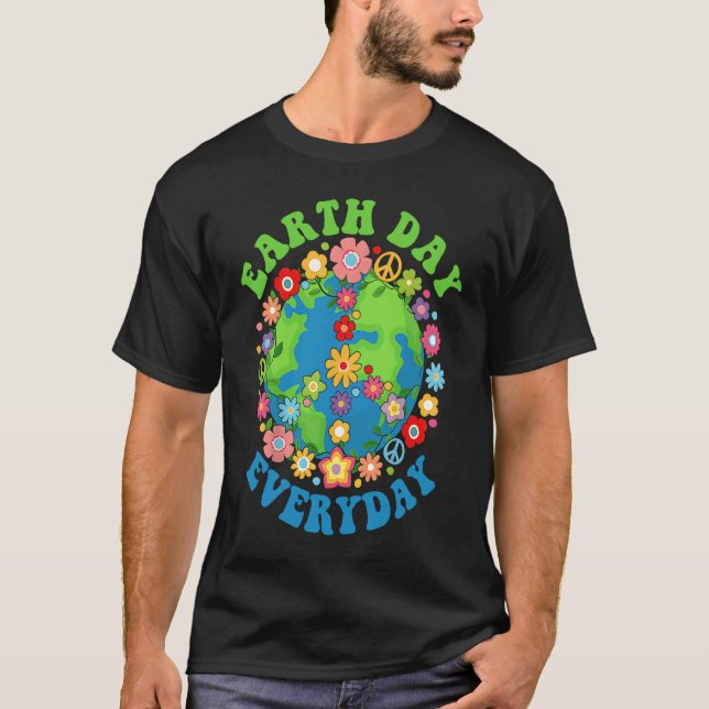 Peace Earth Day Everyday 60s 70s Hippie Retro Envi T-Shirt (Vorderseite)