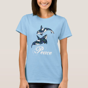 Peace ~ Farbenfrohe Psychedelic Trippy Orca Whales T-Shirt