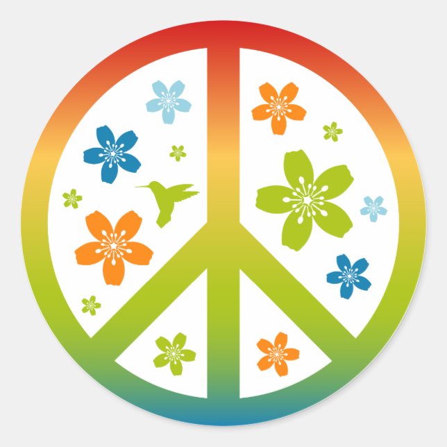 Peace Floral Design Runder Aufkleber (Vorderseite)