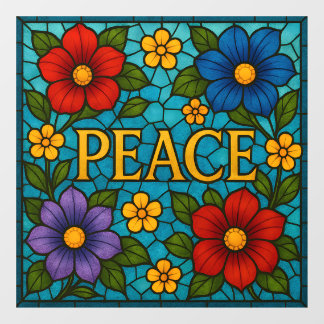 Peace Floral Stained Glass Window Cling Fensteraufkleber