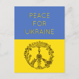 Peace Floral Zeichnend Blue & Yellow ukrainische F Postkarte